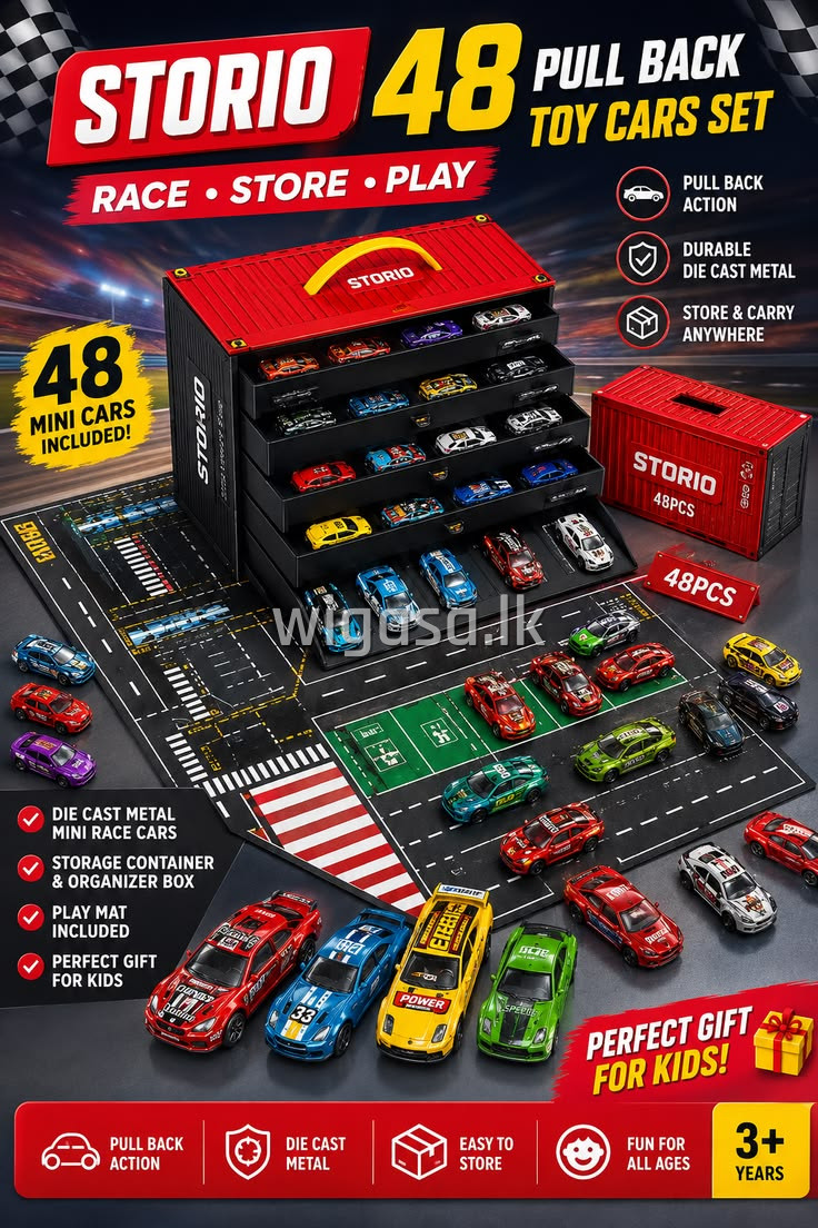 🏁 REFLECT TOY CARS SET 🏁 STORIO 48 PULL BACK TOY CARS SET